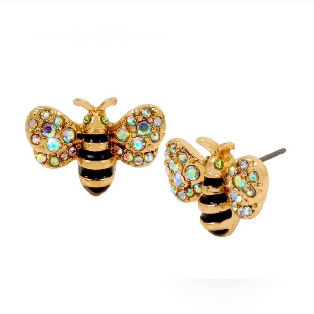💛▪️Betsey Johnson ▪️Bumble Bee Stud Rhinestone Stud  Earrings